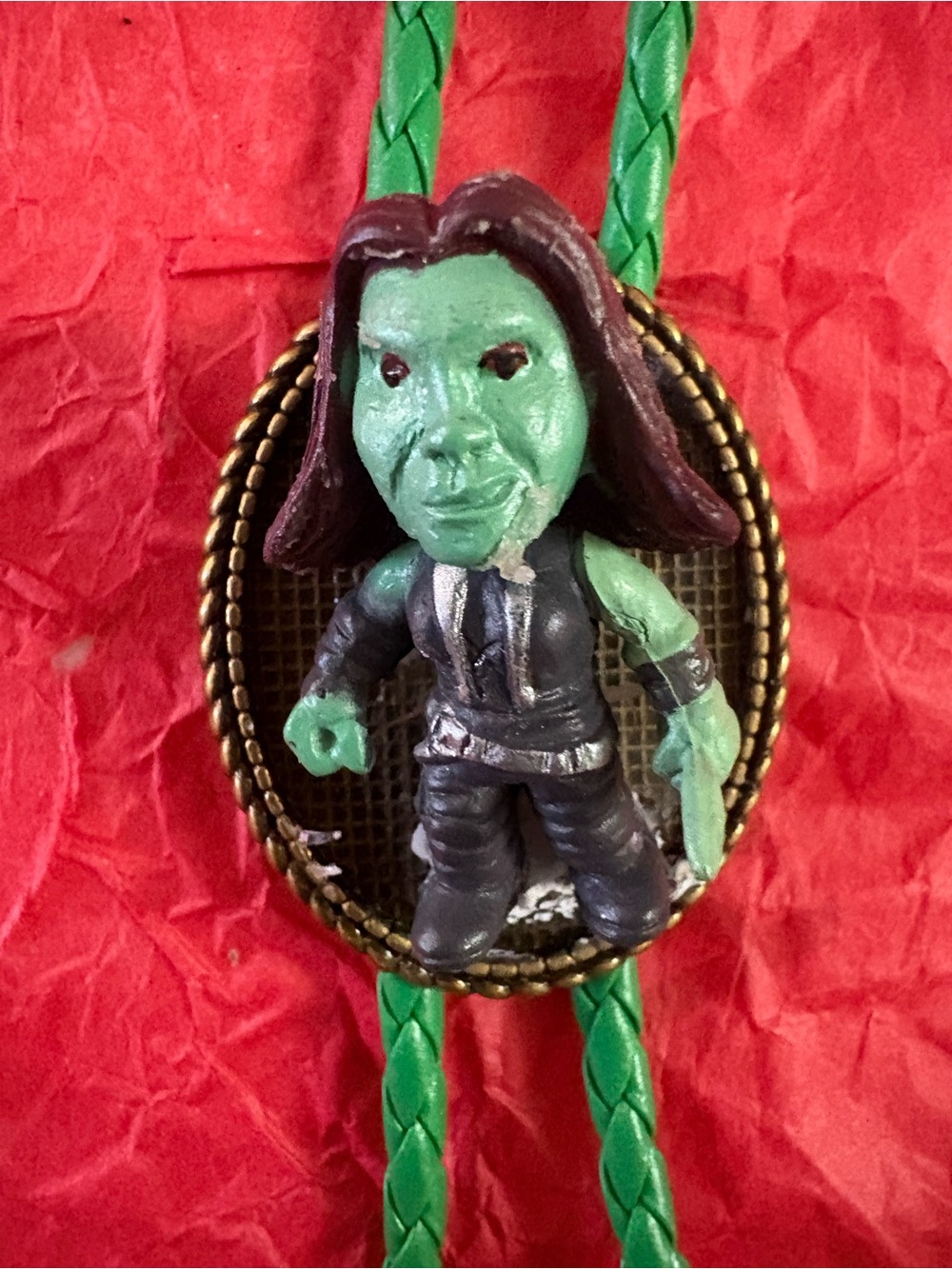 Green Figurine Bolo Tie Necklace
